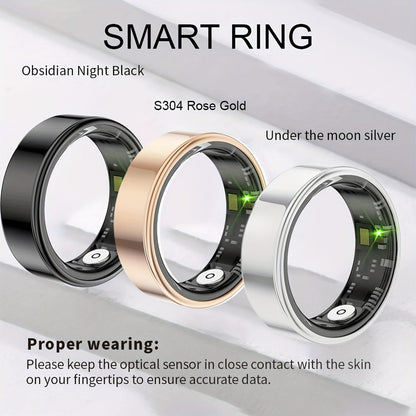 Health Monitoring Smart Ring for Women & Men, Fitness Activity Tracker with Sleep, Calories, Steps
