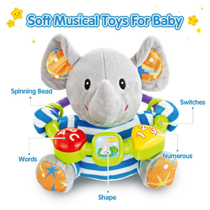 Musical Elephant Plush Toy with Music & Light, Soothing Stuffed Animal for Baby Toddler Boys Girls