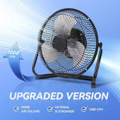 Three-Speed Metal Floor Fan with Tilt Frame in 9-, 14- or 20-Inch Black, Silver or Blue Options