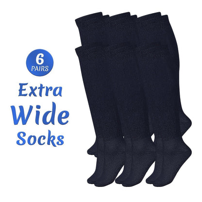 Extra Wide Socks for Swollen Feet 6 Pairs Stretch to 30 Inch Non-Binding Seamless Loose Fit for Entryways, Bedrooms and Living Spaces