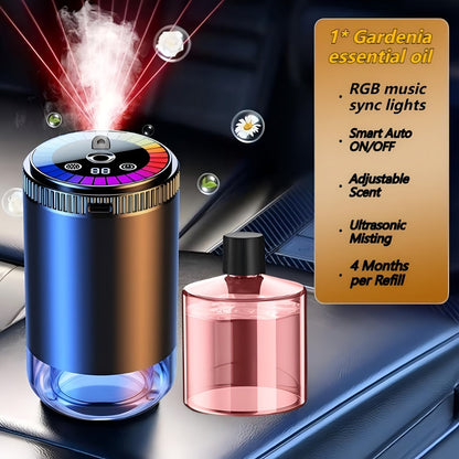 Car Aromatherapy Diffuser with Dynamic Light Show & Starry Sky Projector – USB Rechargeable Air Freshener, Essential Oil Perfume