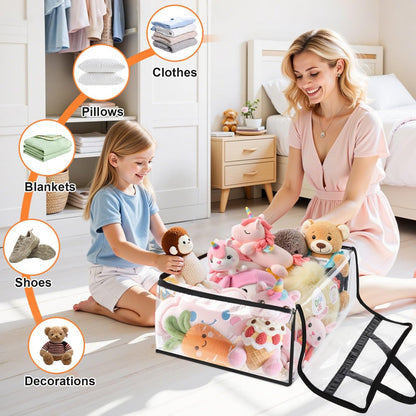 6 Pack Clear Storage Bags with Zippers – Under Bed & Closet Organizer Containers for Comforter Blanket Bedding Duvet PVC 15.85gal