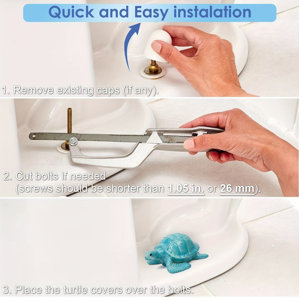 Decorative Toilet Bolt Covers Sea Turtle – 2pcs Cute Coastal Bathroom Decor Toilet Bolt Caps, Easy Install Fun Bathroom Accessories