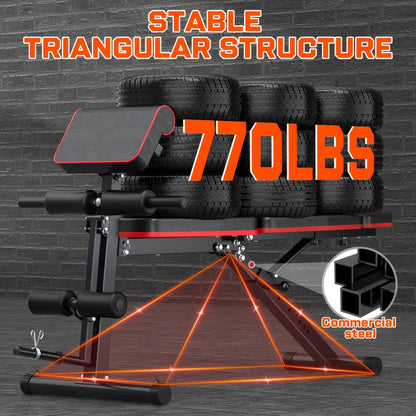 14-in-1 Adjustable Weight Bench Foldable – 770lb Capacity, Multi-Function Full Body Strength Training, Space-Saving Design