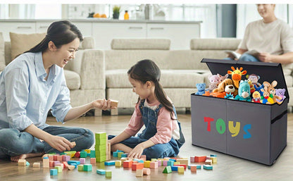 Extra Large Collapsible Kids Storage Chest with Lid, 31.7 Gal Toy Box Organizer Bins for Boys Girls Bedroom Nursery Living Room