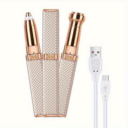 Women's Electric Shaver 2-in-1 Hair Removal Device - USB Rechargeable Wet Dry Body Shaver for Eyebrows Bikini Nose Face