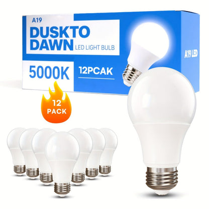Dusk to Dawn LED Light Bulbs Photocell Sensor Auto On Off – 9W 60W Equivalent E26 Base 5000K for Home, Desk and Accent Lighting