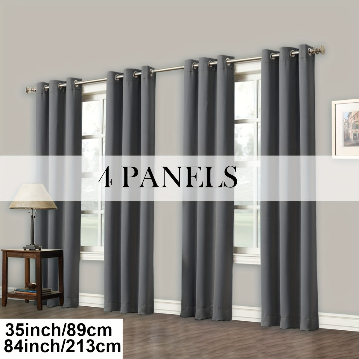 Grommet-Top Blackout Curtain Options in Nine Colors with Seven Width, Length or Panel-Count Labels