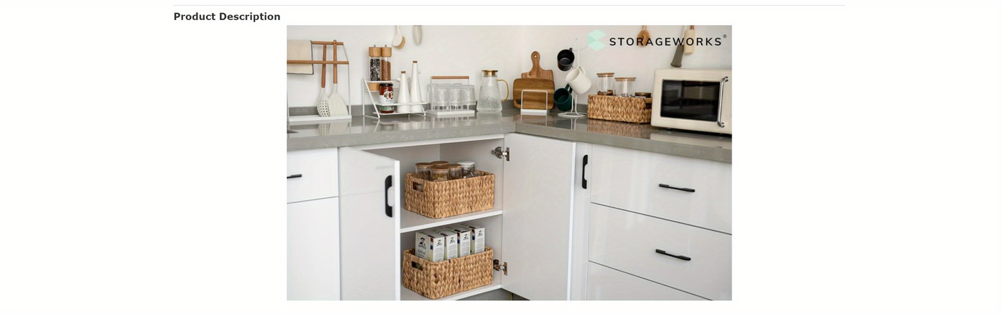 Storage Baskets, Seagrass and Water Hyacinth with Built-In Handles in Six Style Options with Material, Size and Pack Options for Shelf