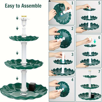 Bird Bath Fountain Solar 3-Tier – Outdoor Garden & Courtyard Decor