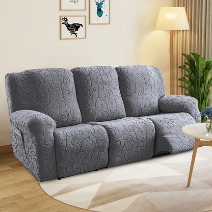 Recliner Slipcover, One-Piece Hooked Chenille Stretch Cover for Three-Seat Sofa in Three Colors