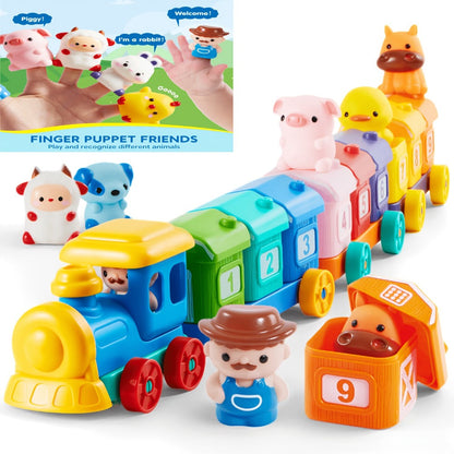 Farm Number Train Learning Toy for Toddlers with 9 Farm Animals & Farmer with the Listed Color, Size or Set Options for Everyday Use