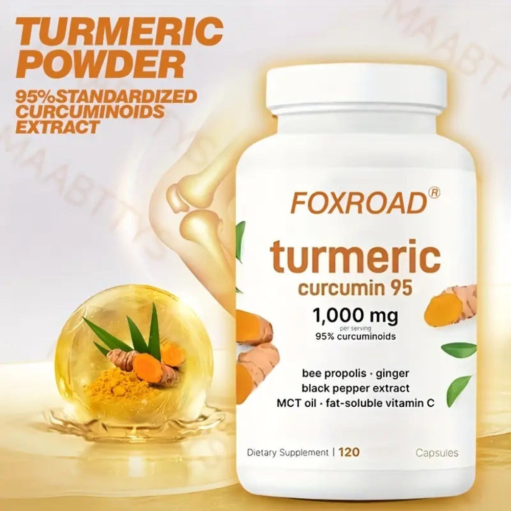 Curcumin 6-in-1 Capsules with 95% Active Curcumin, Vitamin C & Probiotics, 120 Capsules 120-Day Supply