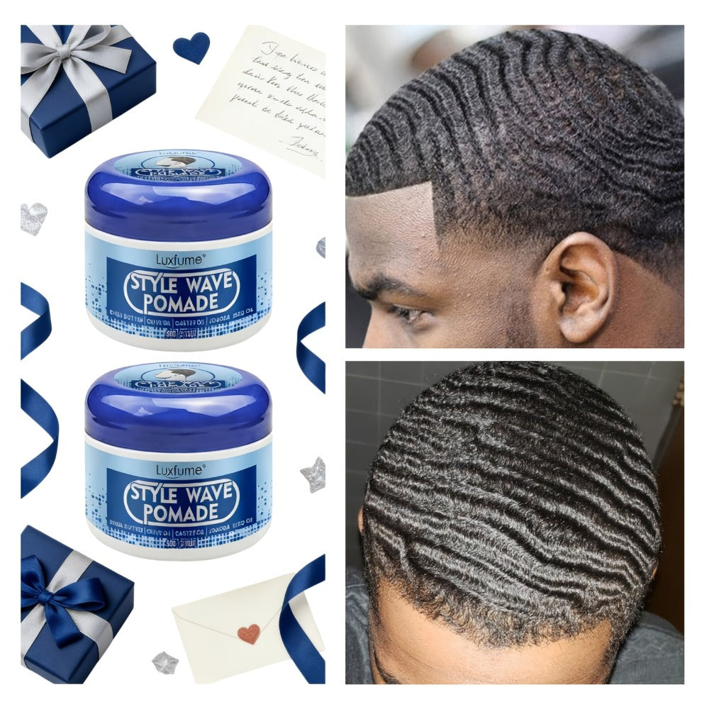 Wave Pomade Strong Hold & Edge Control 3.18oz 2-Pack – Luxfume Non-Greasy Hair Styling Cream with Natural Botanical Extracts, 360 Waves