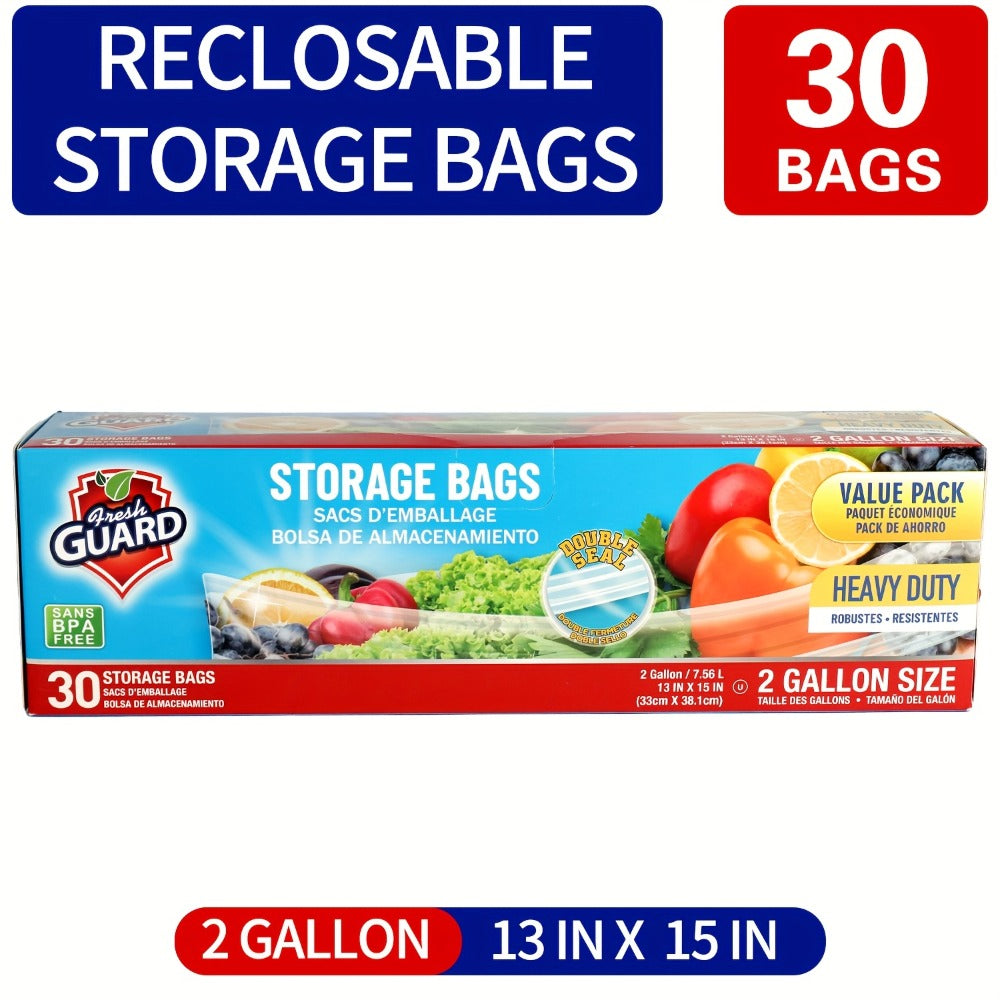 Reclosable Food Storage Bags Heavy Duty Ziplock Seal Fresh-Keeping Bags for Fruits Vegetables Grains Meat Kitchen Organizer Multiple Sizes