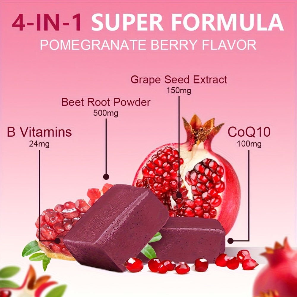 Beetroot Gummies with CoQ10, Grape Seed Extract & Multivitamins, Blood Pressure Support, Heart Health