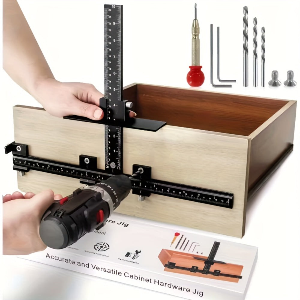 Cabinet Hardware Jig Aluminum Alloy Adjustable Drill Guide Template for Cabinet Door Handle Drawer Pull Installation CNC Precision