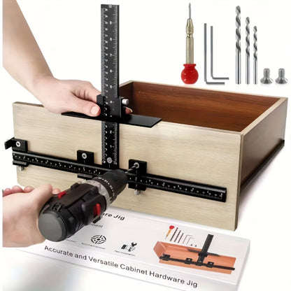 Cabinet Hardware Jig Aluminum Alloy Adjustable Drill Guide Template for Cabinet Door Handle Drawer Pull Installation CNC Precision