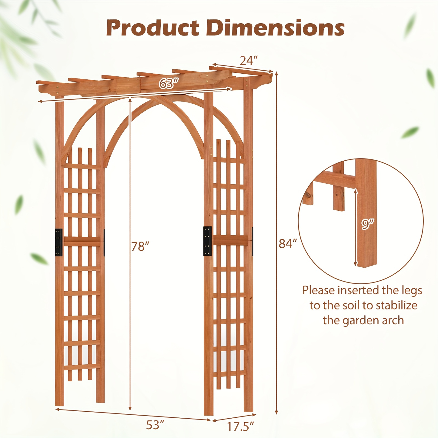 Cedar Wood Arbor 84" Double Lattice Garden Arch Pergola Trellis for Garden, Patio and Yard Use