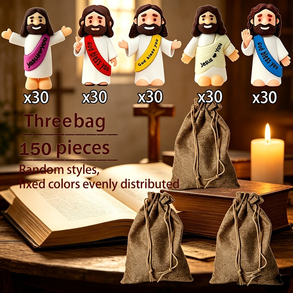 Mini Jesus Figurines for Halloween Trunk-or-Treat 50/100/150pcs – Colorful Bulk Religious Statues 5 Colors