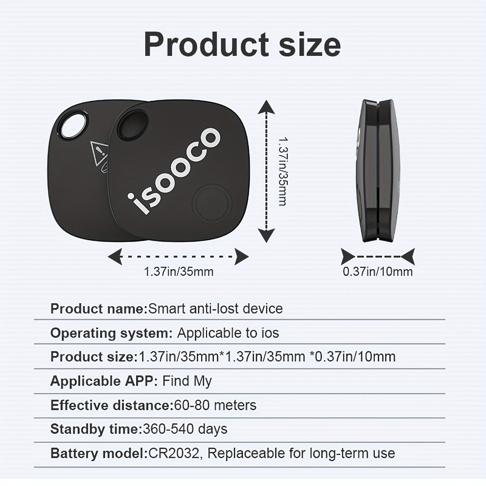Black Mini Item Tracker Tags Six-Piece Set with Keyring Holes and One 6-Pack Checkout Pictured