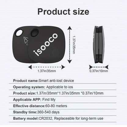 Black Mini Item Tracker Tags Six-Piece Set with Keyring Holes and One 6-Pack Checkout Pictured