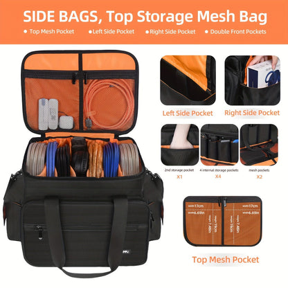 DJ Gig Bag with Removable Dividers, Padded Controller Mixer Carrying Case, Modular Interior, Touring Studio Travel Ready