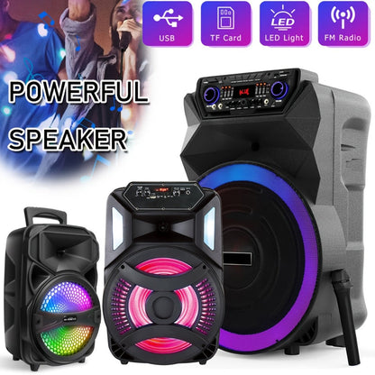 8-Inch Subwoofer Party Speaker 1000W Portable Rechargeable Wireless Bluetooth | Heavy Bass, FM Radio, LED Lights, Remote Control