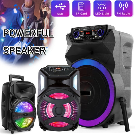 8-Inch Subwoofer Party Speaker 1000W Portable Rechargeable Wireless Bluetooth | Heavy Bass, FM Radio, LED Lights, Remote Control