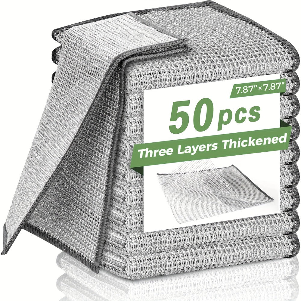 Stainless Steel Kitchen Scrubber Wire Cleaning Cloth Scratch Resistant Reusable Dish for Home Cooking, Dining and Outdoor Meals