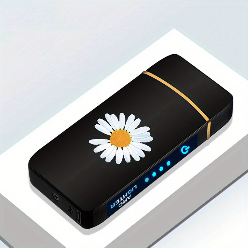 Flip-Top Dual-Arc Electric Lighter with Power Display in 12 Black or Blue Artwork Options Pictured