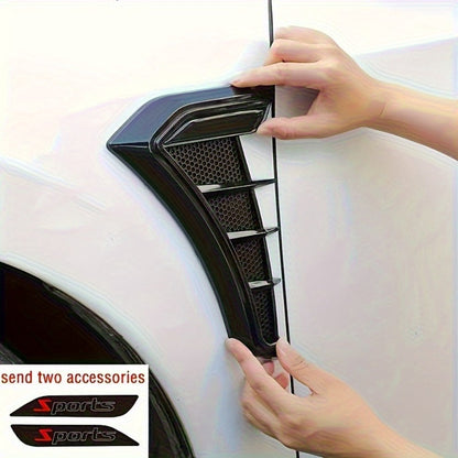 Decorative Shark-Gill Fender Vent Pair with Matte Black Finish, Adhesive Backing and 16 × 23 cm Size