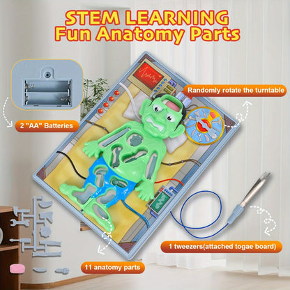 Operation Monster Board Game for Kids, Steady Hand Skill Game with Tweezers, 3D Monster Pieces, Fun Family Game Night for Ages 3+