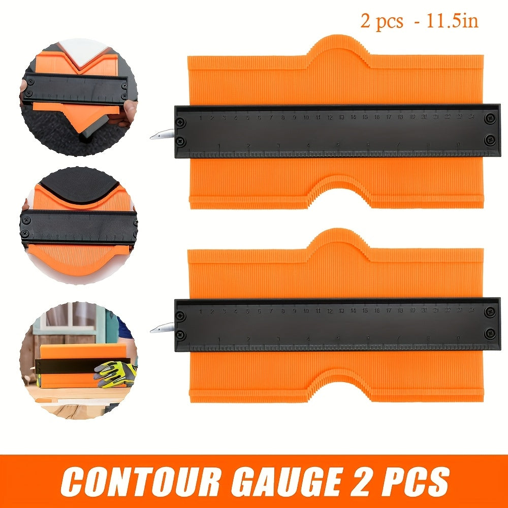 Contour Gauge Profile Shape Replicator Tool 2-Pack Adjustable Precision Irregular Shape Measuring Ruler for Woodworking Tile Carpet Laminate