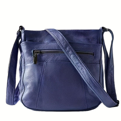 Genuine Leather Messenger Bag for Men Women Anti-Theft Zipper Multi-Pocket Shoulder Crossbody Bag Laptop Organizer Spacious Handbag Purse