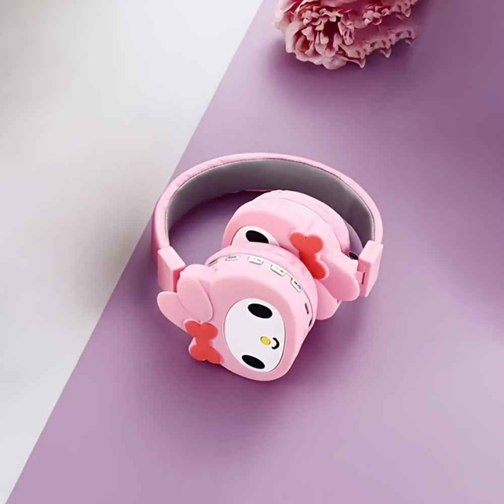 Sanrio Kuromi My Melody Cute Wireless Headset Foldable Portable Smart Call Anime for Bedside Audio, Alarms and Room Entertainment