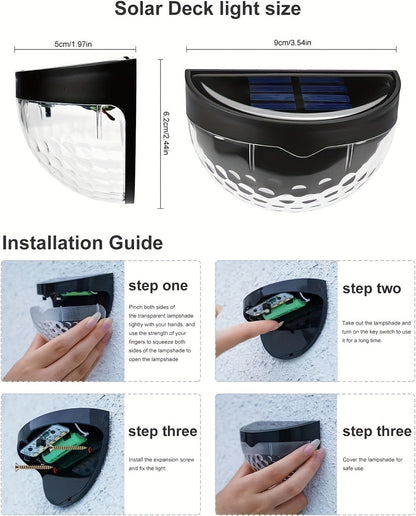 Six-Piece Solar Wall Light Set with Fan-Beam Pattern, 9 x 6.5 x 5cm Black Shells and Two Light Colors