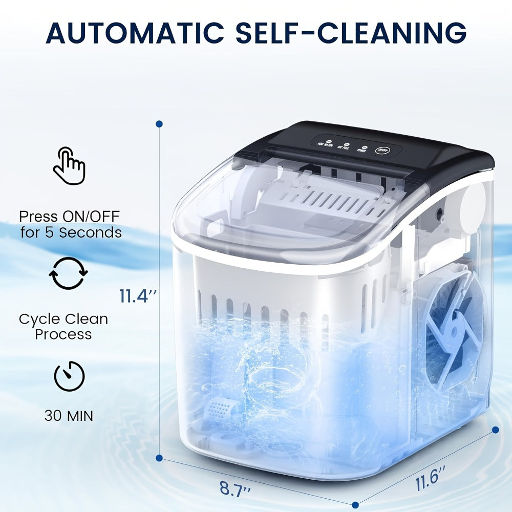 Pebble Ice Maker Countertop, /24H, 2 Ice Cube Sizes, Sonic Bullet Ice Machine, Auto-Cleaning, Stainless Steel