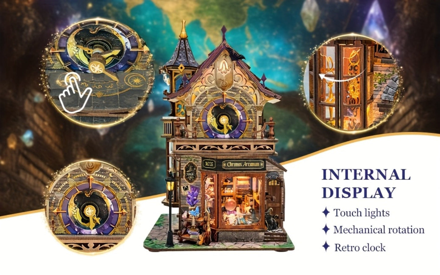 DIY Wood Miniature Bookhouse Model Kit SQ-71 Time Magic Club with Mechanical Link System – Adult Collector Dollhouse Display Piece