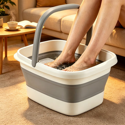 Collapsible Foot Bath Basin 3.96 Gal Foldable Foot Soak Tub with Massage Acupoints Handles Deep Soak Pedicure Home Spa Foot Relief Upgraded