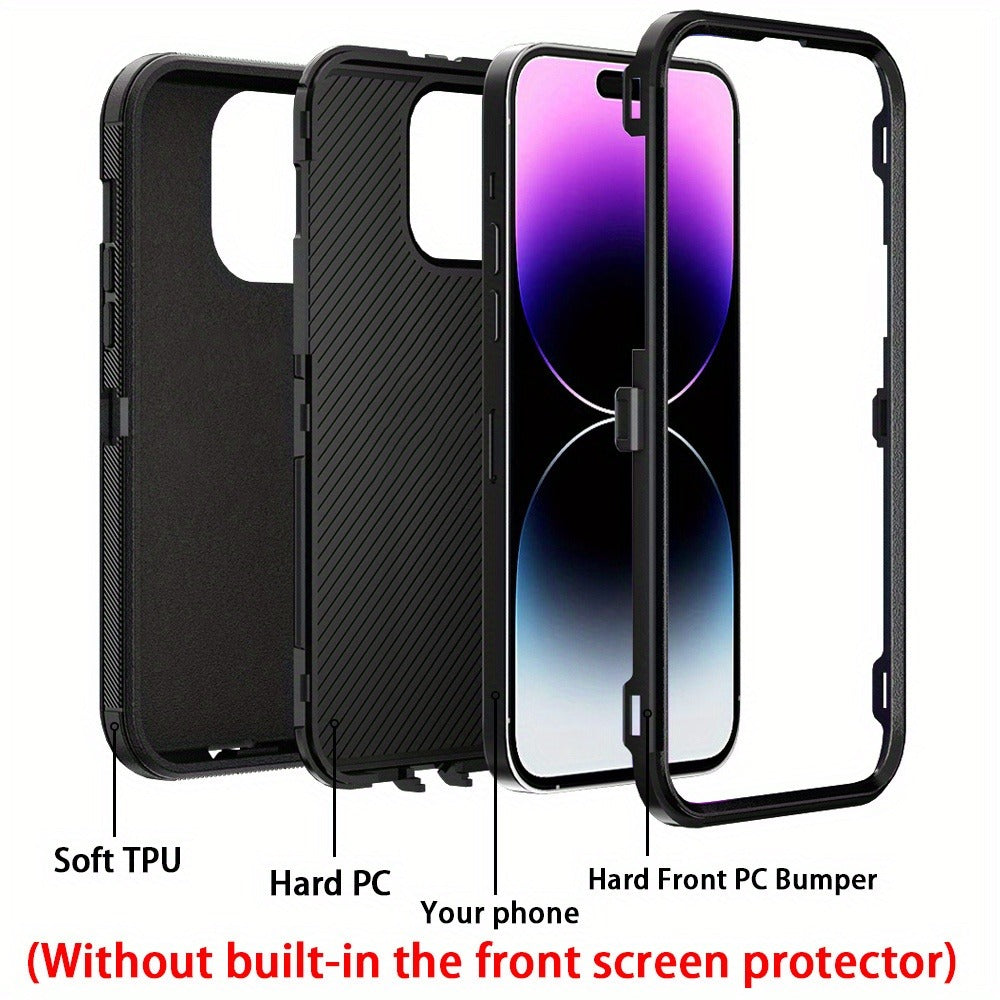 Phone Case Dual-Layer TPU and PC layered Armor with rear ring layout for iPhone 14 with Model-Specific Cutouts and Color Choices