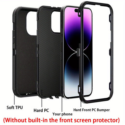 Phone Case Dual-Layer TPU and PC layered Armor with rear ring layout for iPhone 14 with Model-Specific Cutouts and Color Choices