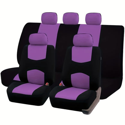 Car Seat Covers 5-Seat Breathable Knit Polyester Set with Front and Rear Pieces in Sixteen Colors