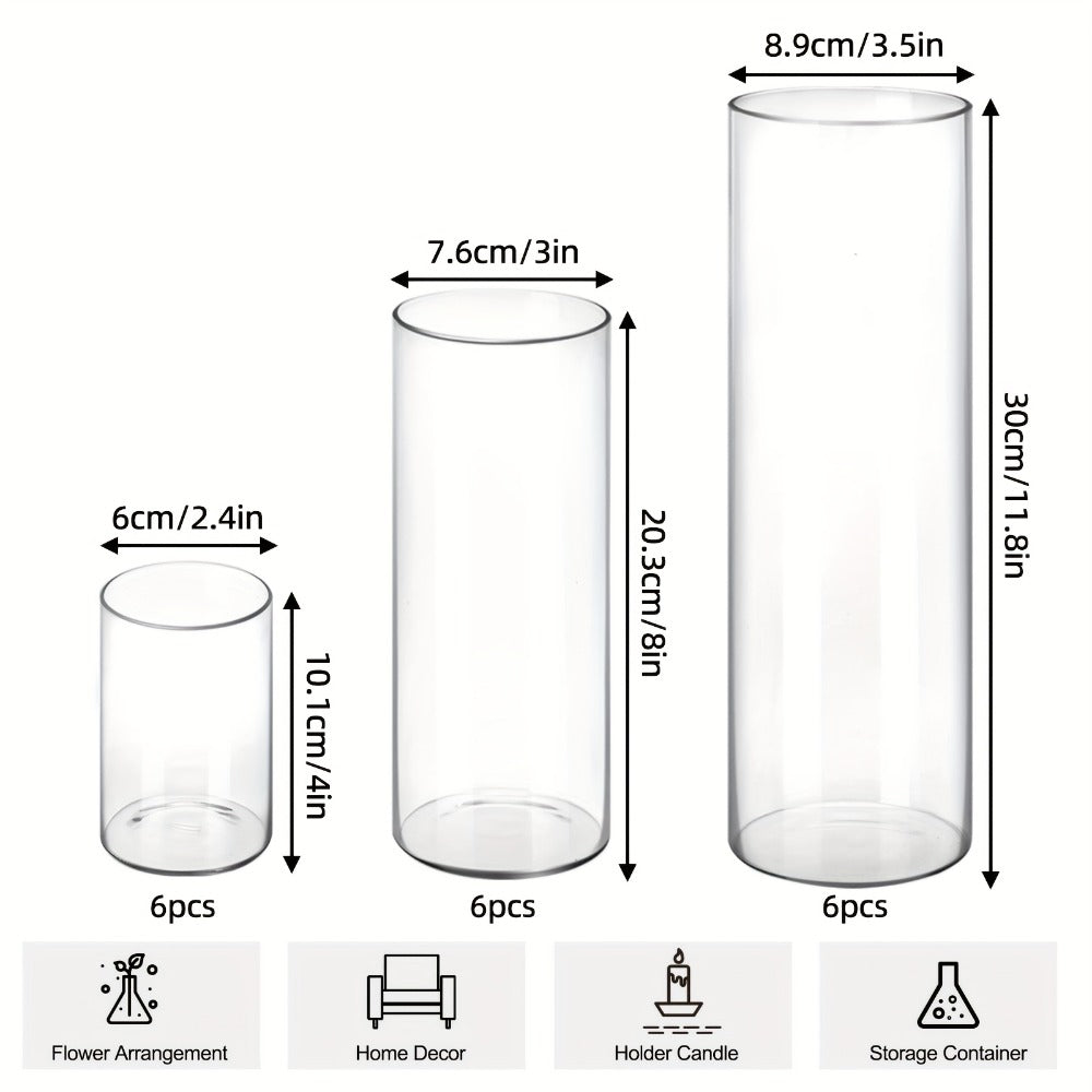 Clear Glass Cylinder Vases 18 36pcs – 4 8 12 Inch Tall Multiple Size Flower Vase for Wedding Centerpiece Table Party Hurricane Floating