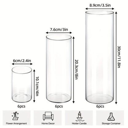 Clear Glass Cylinder Vases 18 36pcs – 4 8 12 Inch Tall Multiple Size Flower Vase for Wedding Centerpiece Table Party Hurricane Floating