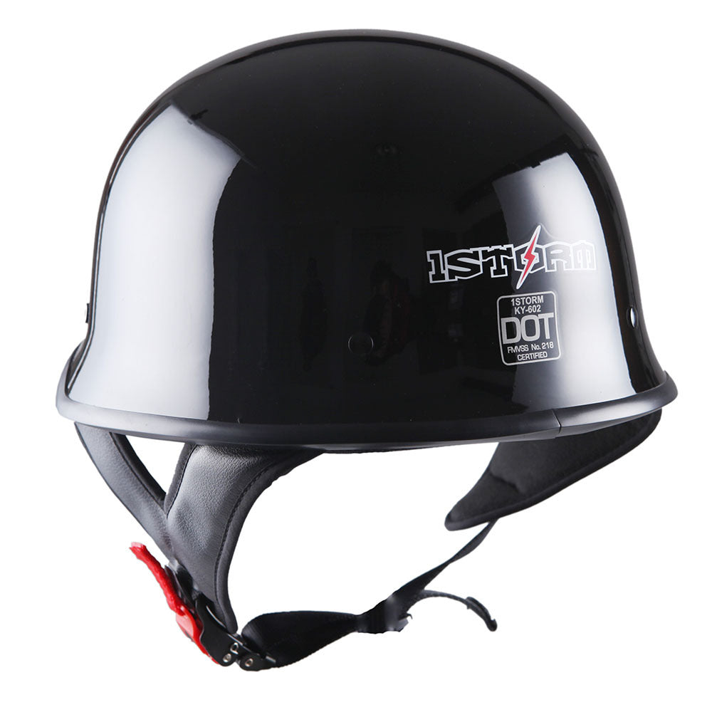 German Style Motorcycle Half Face Helmet – Novelty Skull & Carbon Fiber Design, UV Glossy Finish, Removable Washable Padding