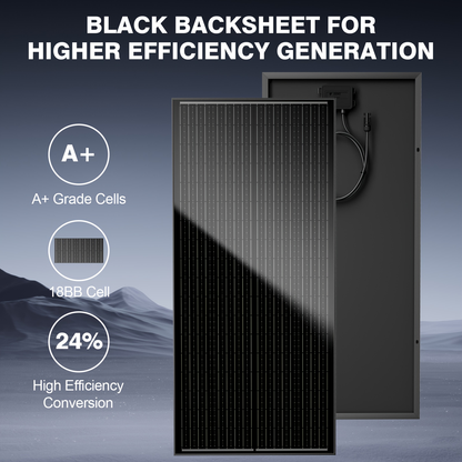 High-Efficiency 100 Watt Solar Panel Featuring a Black Backsheet, 18 BB Monocrystalline Design
