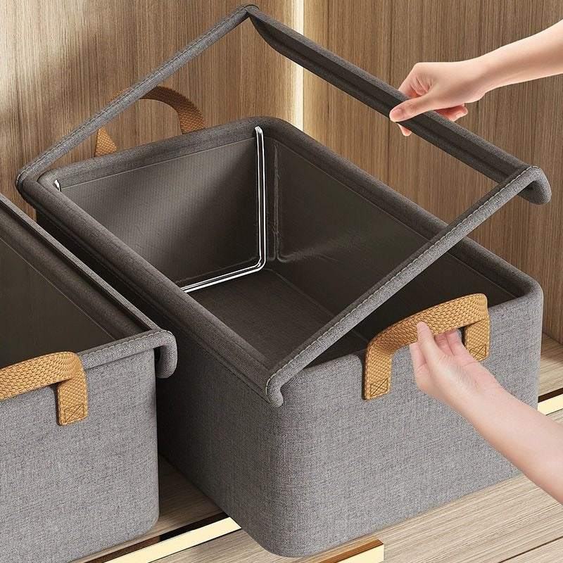 Foldable Fabric Storage Box with Side Handles, 47 x 28 x 20cm Size and Three Color Options
