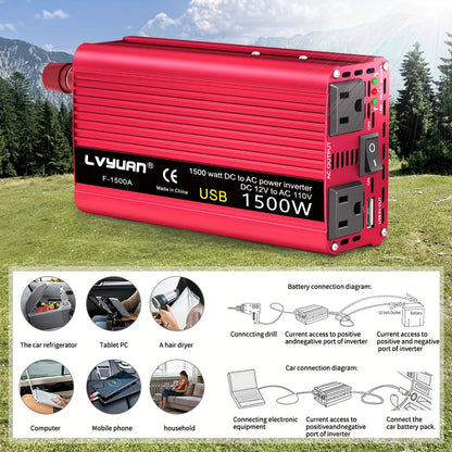 Car Power Inverter 500W 12V to 110V AC Outlet Converter with QC3.0 USB Port for Vehicle Boat Truck RV Portable Auto Power Adapter 200W Rated