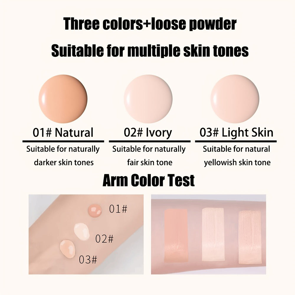 BB Cream Makeup Kit with Loose Setting Powder Brush & Sponge – Full Coverage Waterproof Long-Lasting Hydrating Foundation Set for All Skin